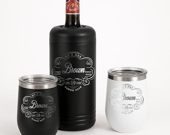 Personalized Anniversary Gift | Custom Wine Chiller Set with Exclusive Design and Engraved Tumblers