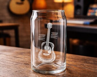 Guitar Musician Glass Acoustic | Engraved Whiskey, Wine & Beer Glassware for Music Lovers - Perfect Gift for Guitarists