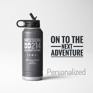 Military Retirement Gift, Airforce Retirement Gift, Army Retirement, Navy Veteran Gift, Personalized DD214 Water Bottle