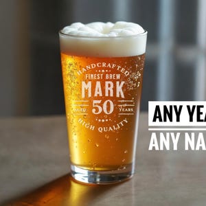 50th Birthday, 50 Years Old, 50th Birthday Pint Glass, Birthday Gift for Him, Husband Birthday, 1974 Birthday Gift, Personalized Birthday