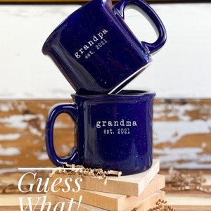 Guess What Pregnancy Announcement Grandparents Mug Gift, New Grandparents Gift, Grandparent gifts Lodge-MidnightBlue