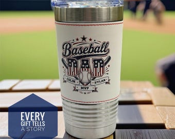MVP Baseball Dad Travel Cup  | Father's day gifts, Personalized Tumbler cup, Drinkware, Unique dad gifts, Baseball parents gift