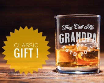 Grandpa Gift Fathers Day Gift for Grandpa, Pregnancy Announcement Rocks Glass, Pregnancy Reveal To Grandpa, Gift for Grandpa