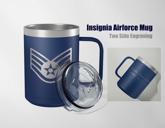 Personalized Air Force Retirement Mug: Engraved Insignia Tumbler - Etsy