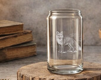 Fox Glassware | Woodland Fox Engraved Glass - Personalized Forest Themed Gift - Drinkware Glasses for Nature & Outdoor Enthusiasts