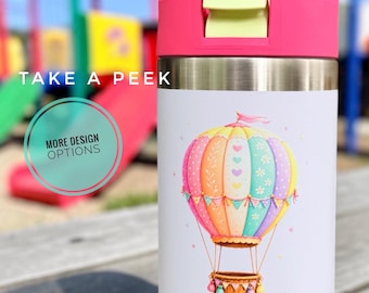 Personalized Kids Water Bottle with Name | Full Color Printed 12 oz Insulated Child Bottle with Straw Lid | Custom Back to School Tumbler