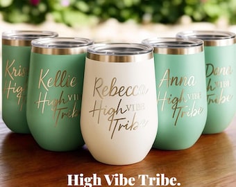 Personalized Wine Tumbler, Laser Engraved Stainless Steel, Bridesmaid Gift