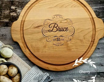 40th Anniversary Gift, Round, Personalized Wooden Serving, 40th wedding anniversary gift for Parents, Personalized for ANY anniversary