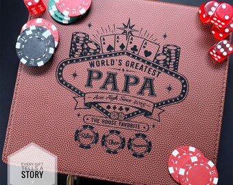 Personalized Fathers Poker Set | Custom Gift for Him, Gift for Dad Husband, Unique Gift for Football Basketball Fans, Stepdad Grandpa Gifts
