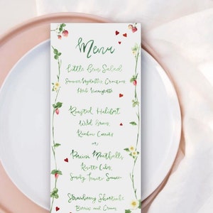 Menú de boda personalizado en acuarela, menú de evento en acuarela, menú de cena de ensayo, menú de cena de recepción en acuarela, tarjetas de lugar de menú personalizadas
