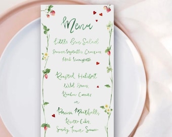 Custom Watercolor Wedding Menu, Watercolor Event Menu, Rehearsal Dinner Menu, Watercolor Reception Dinner Menu, Custom Menu Place Cards