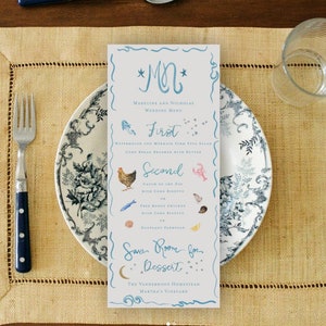 Custom Watercolor Wedding Menu, Watercolor Event Menu, Rehearsal Dinner Menu, Watercolor Reception Dinner Menu, Custom Menu Place Cards