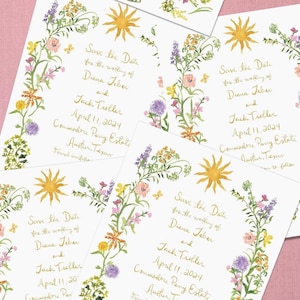 Papelería de acuarela o conjunto de invitaciones para bodas o eventos / Conjunto de boda personalizado con diseño floral de jardín de acuarela