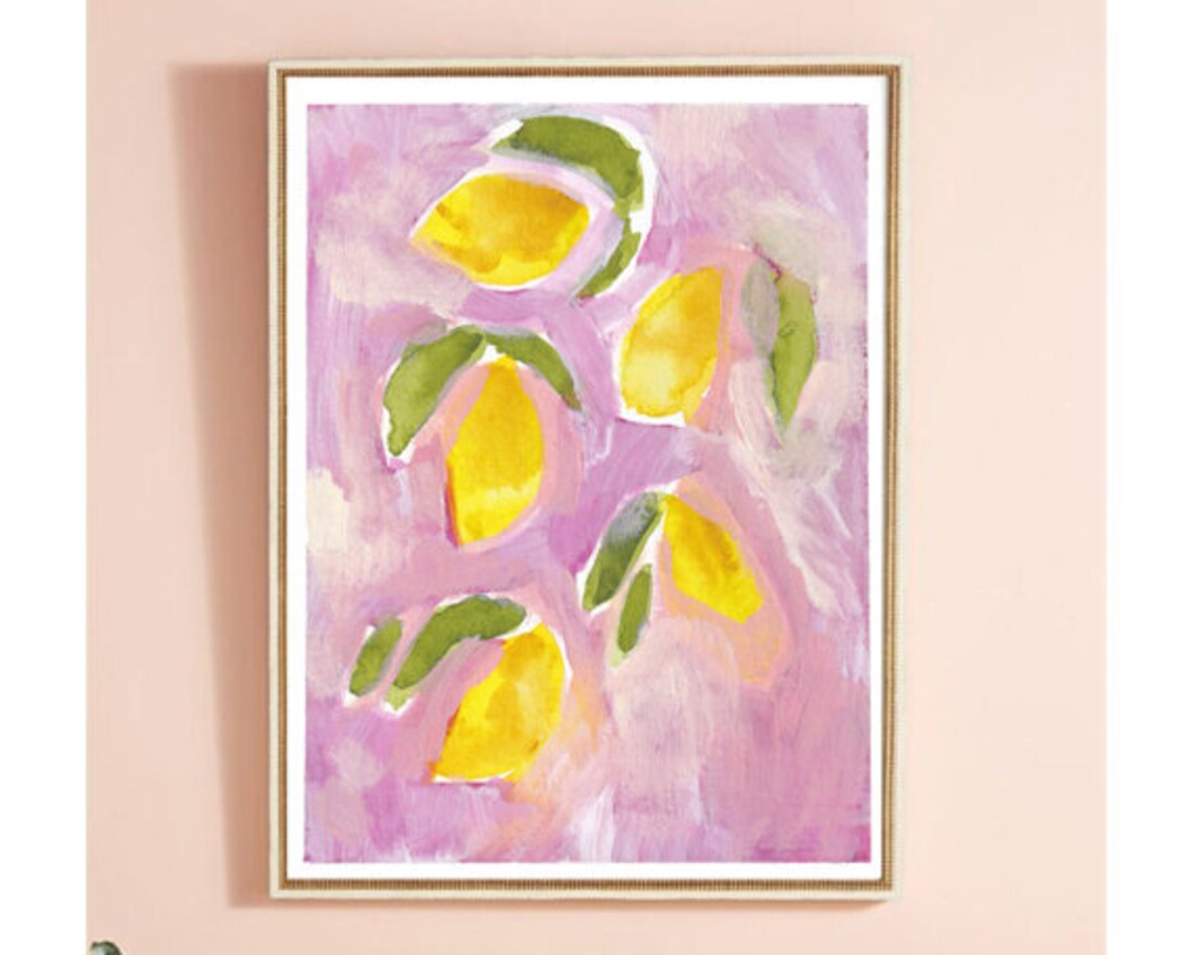 Lemon Wall Art Abstract Wall Art Botanical Prints Lemon Art Etsy