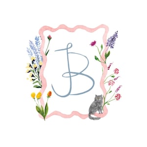 Custom Hand Painted Watercolor Crest, Wedding Crest,  Event Stationery, Wedding Invitation Crest, Watercolor Monogram, Watercolor Stationery