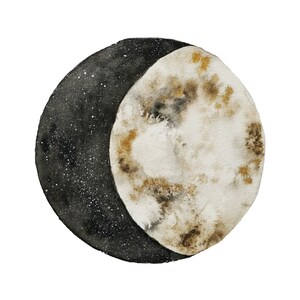 Waxing Gibbous Moon Phase Watercolor Print image 2