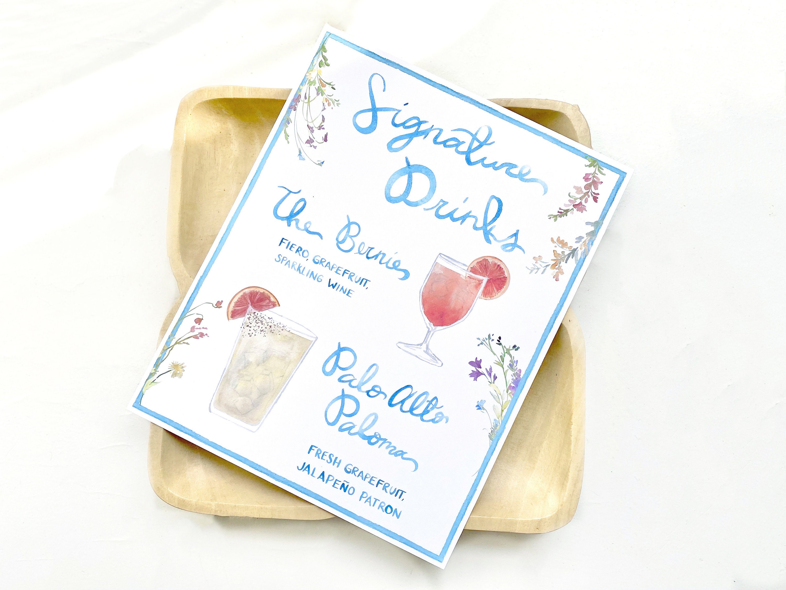 Watercolor Signature Cocktail Menu Sign, Custom Event Drink Sign, Drinks Sign, Wedding Cocktail Sign, Garden Party Mocktail Sign, Bar Menu