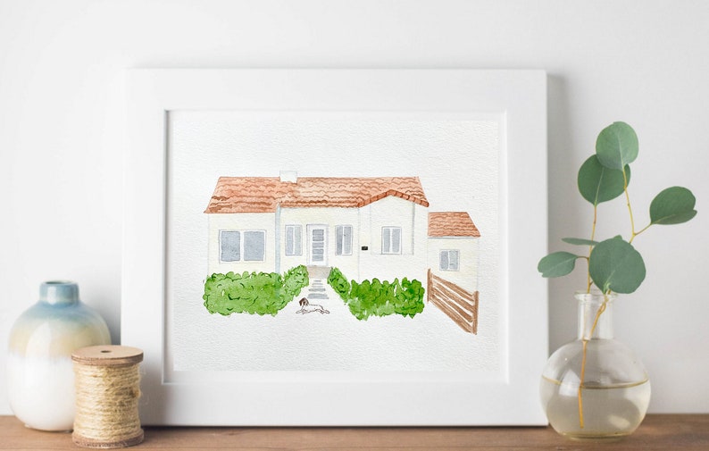 Custom Home Watercolor Illustration and Portrait, Wedding Gift, Housewarming Gift, Anniversary Gift image 3