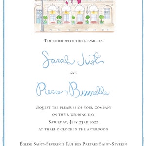 Custom Illustrated Watercolor Wedding Save the Date with Venue image 4