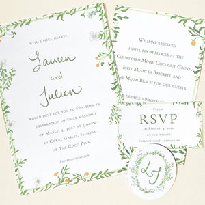 Watercolor Stationery or Invitation Suite for Wedding or Event / Watercolor Garden Floral Custom Wedding Suite image 2