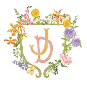 Custom Hand Painted Watercolor Crest, Wedding Crest,  Event Stationery, Wedding Invitation Crest, Watercolor Monogram, Watercolor Stationery