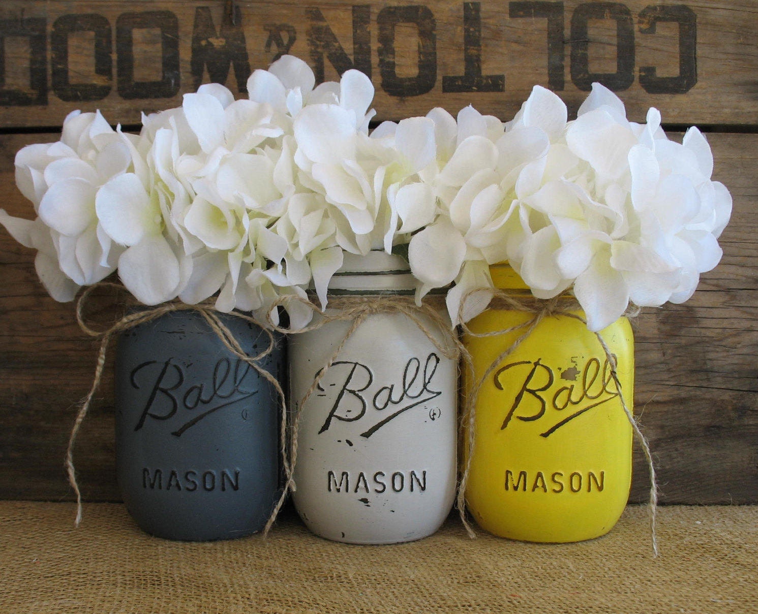 ON SALE NOW Set Of 3 Pint Mason Jars Painted Mason Jars Etsy
