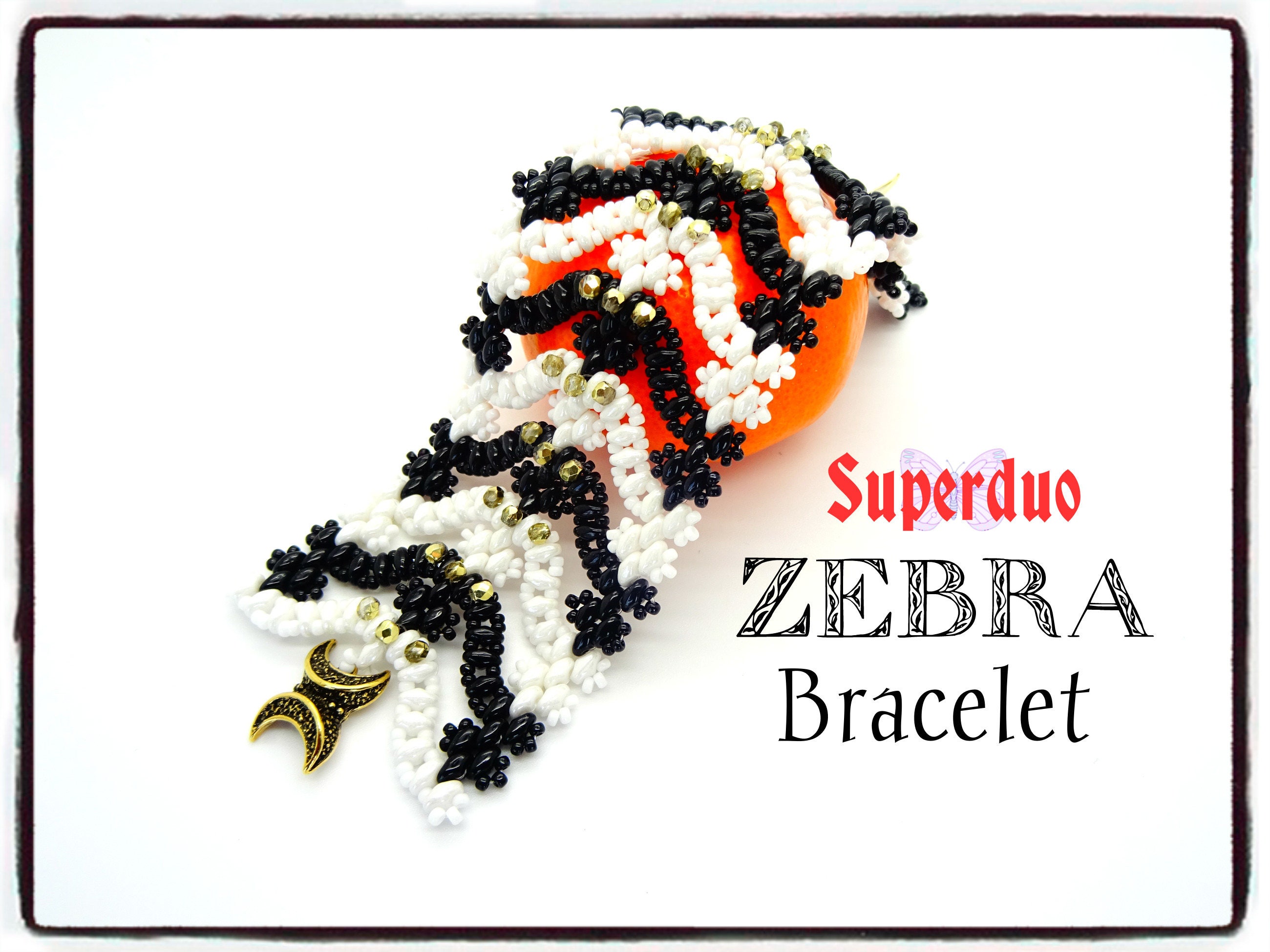 Tutorial Superduo Zebra Bracelet Instant Pattern Download Easy Etsy