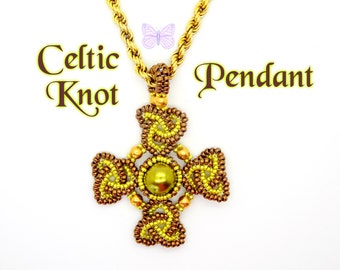 Tutorial Celtic Knot Pendant . Seed Bead Pendant Instant Pattern Download . Suitable for all levels . Original design by Butterfly Bead Kits