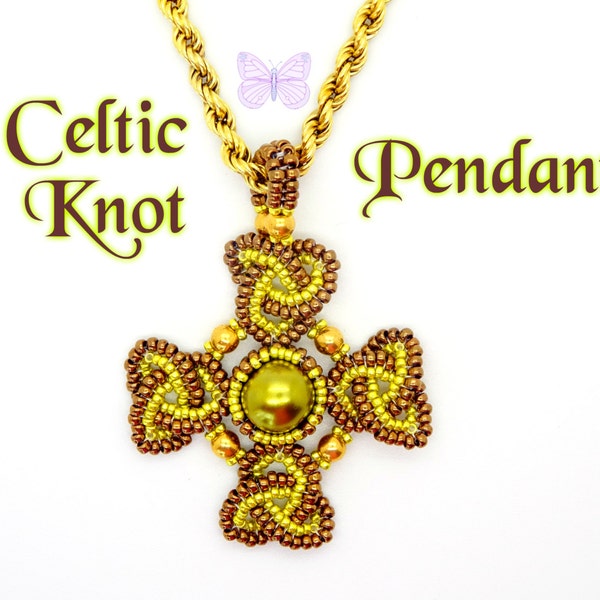 Tutorial Celtic Knot Pendant . Seed Bead Pendant Instant Pattern Download . Suitable for all levels . Original design by Butterfly Bead Kits