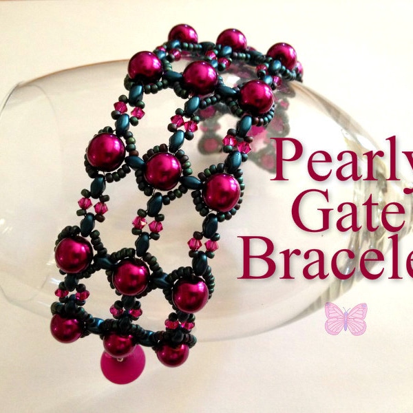 Tutorial Pearly Gate Bracelet and Free Earring Pattern. Super Duo and Seed Beads. Original design by Butterfly Bead Kits. Instant Download