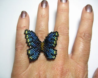 Tutorial Bead Butterfly Ring Lapel Pin Peyote Pattern pdf download