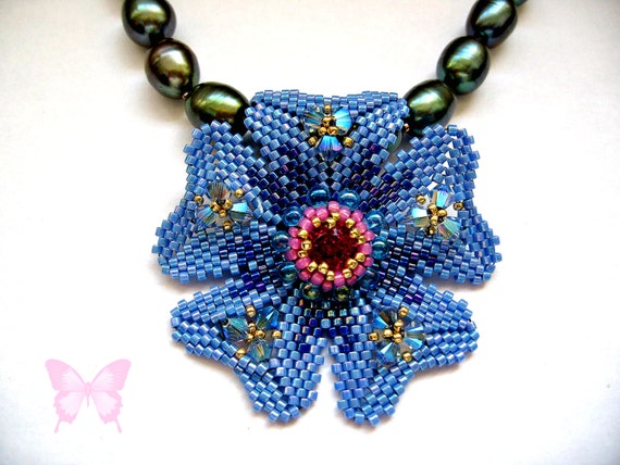 Tutorial Peyote Flower Pendant Pattern To Make A Tudor Rose Etsy