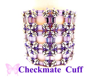 Tutorial Checkmate Bracelet and Cuff from Superduo Twin Beads Miyuki Tila Beads Seed Beads Original Design by Butterfly Bead Kits