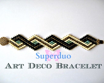 Tutorial Superduo Bracelet Peyote Art Deco Instant Pattern Download Suitable for all levels. Original design by Butterfly Bead Kits