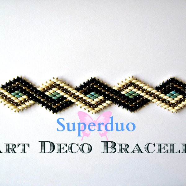 Tutorial Superduo Bracelet Peyote Art Deco Instant Pattern Download Suitable for all levels. Original design by Butterfly Bead Kits