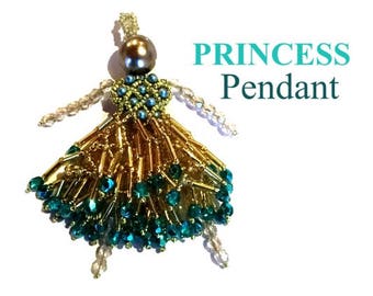 Princess Pendant. Beaded Doll . Key Fob. Seed Beads. Bugle Beads. Fire polish Beads. Easy to follow instructions.  by Butterfly Bead Kits