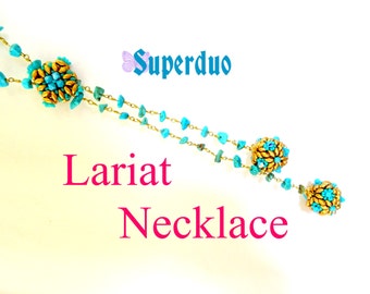 Tutorial Superduo Lariat Necklace with large beaded beads. Instant Pattern Download . pdf . Original Bead Pattern by Butterfly Bead Kits