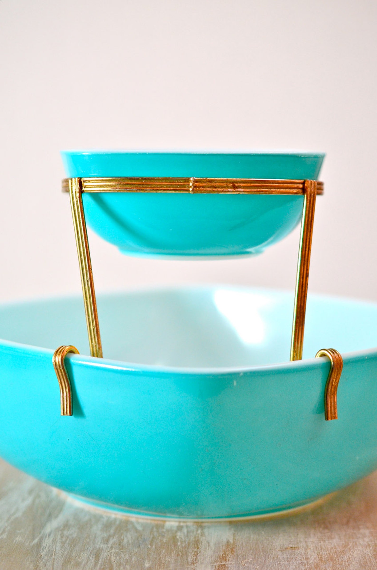 Rare Vintage Pyrex Chip & Dip Square Aqua Bowls Two Tier Etsy