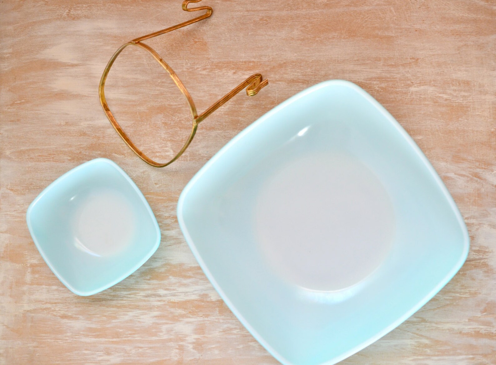 Rare Vintage Pyrex Chip & Dip Square Aqua Bowls Two Tier Etsy