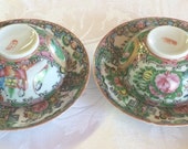 A Pair of 19th Century Chinese Export Famille Rose Cup and Saucer with Landscape Reserve Panel.