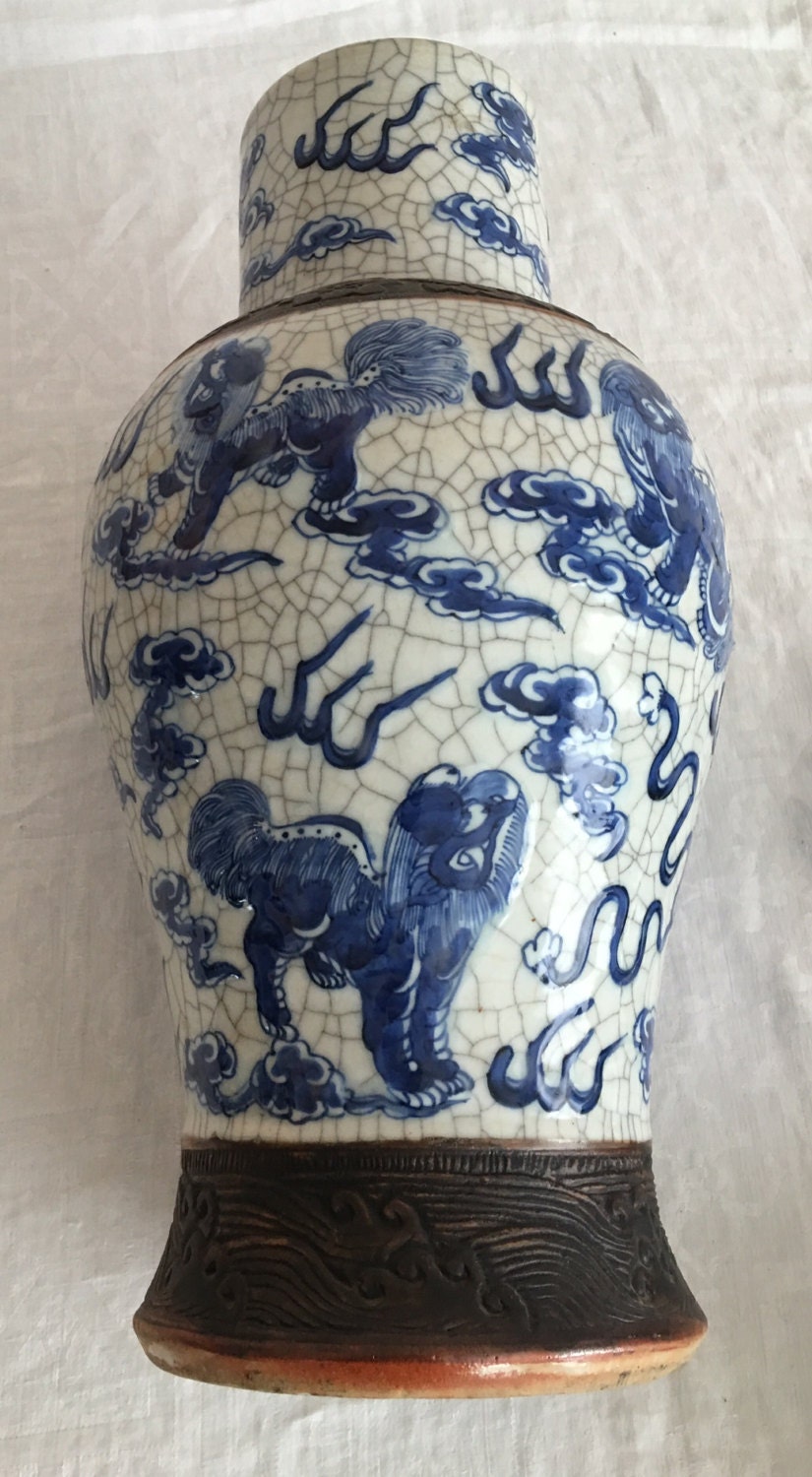 19 世紀中国の青白ひび割れ模様の花瓶 - Etsy 日本