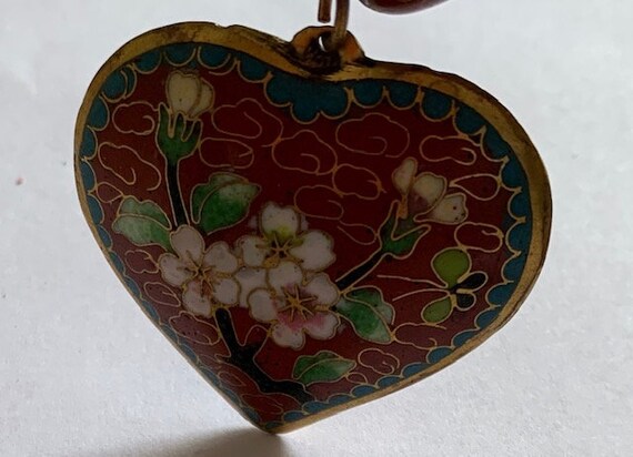 Chinese Antique Cloisonne Bead Red Floral Necklac… - image 5