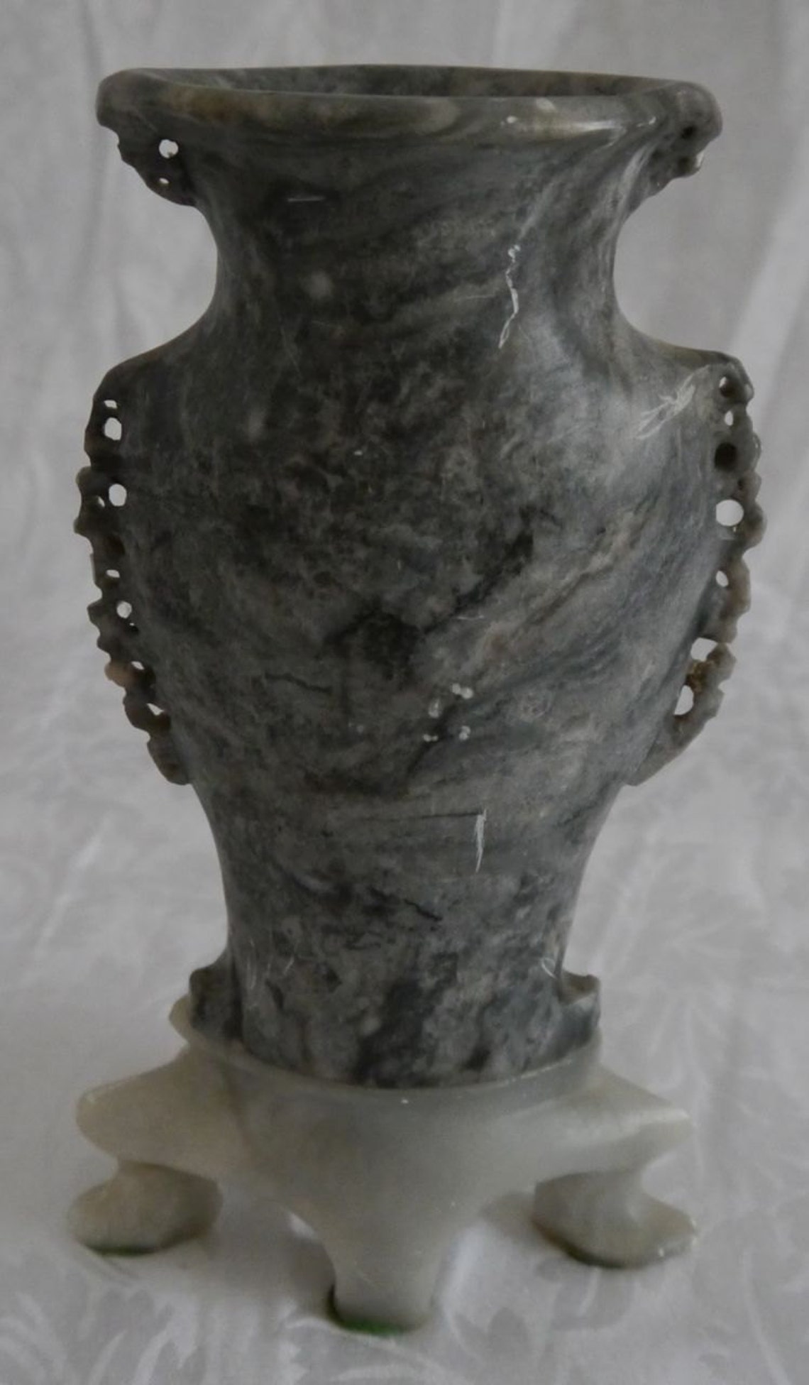 Exquisite Antique Chinese Soapstone Carving Lovely Vase Etsy