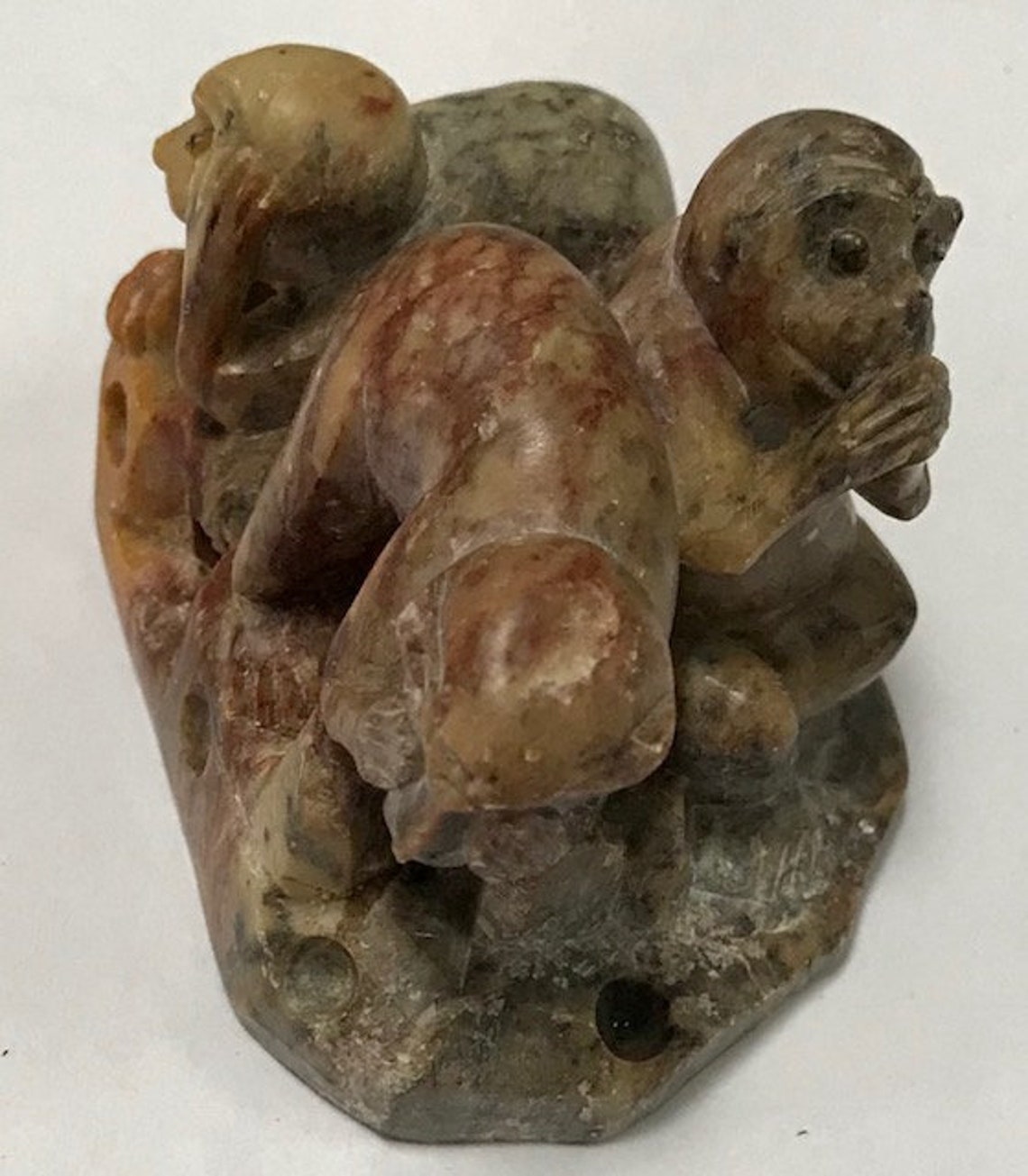 Vintage Chinese Hand Carved Soapstone of Three Monkeys Etsy