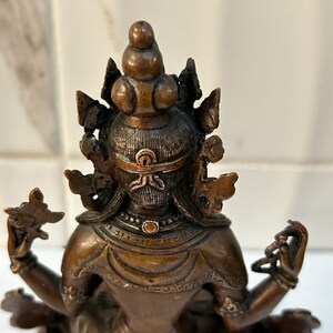 Asian Antique Double Lotus Dragon Carving Copper Khercheri Statue imagem 5