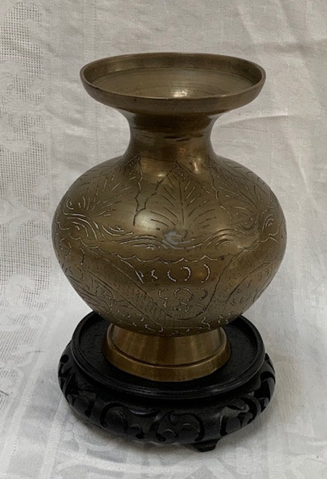 Antique Chinese Hand Etched Brass Dragon Vase - Etsy