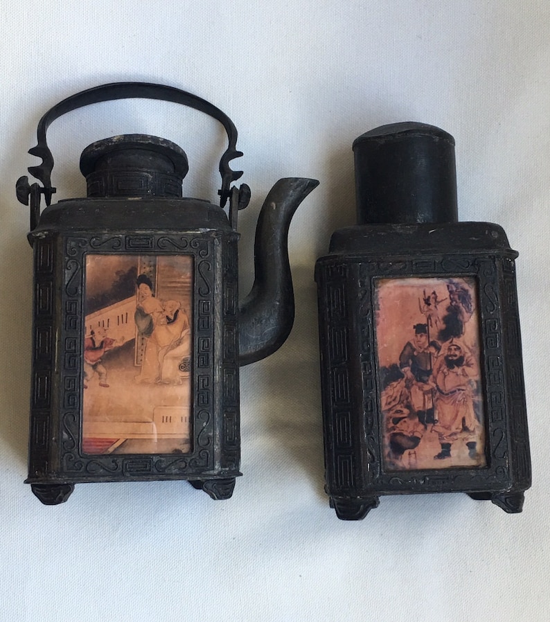 Antique Chinese Pewter Tea Caddy & Teapot 19th Century Etsy Hong Kong