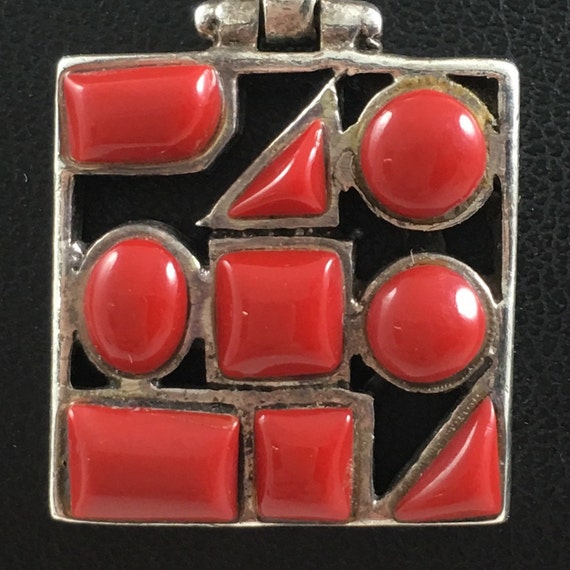 Very Rare Red Coral 925 Silver Jewelry Pendant Ne… - image 2