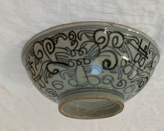 Chinese Antique Blue and White Porcelain Bowl Yuan Ming Dynasty Porcelain