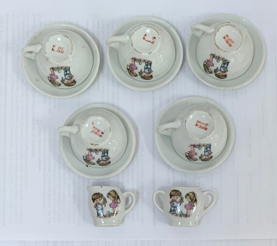 Lot of 12 Childrens China Tea Set Boy & Girl With Flowers Etsy